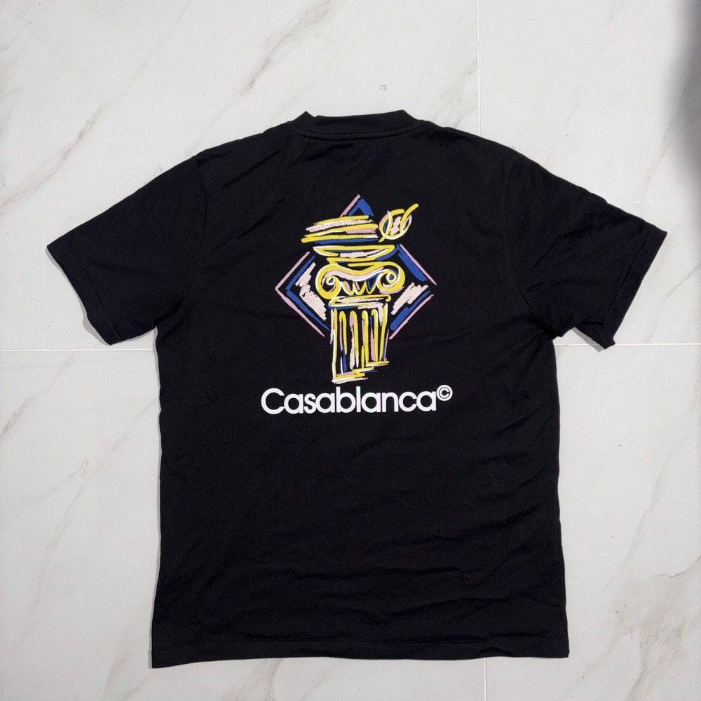 Casablanca Paris T-shirt Men's XXL Black Graphic Tee Streetwear Grafiti Abstract